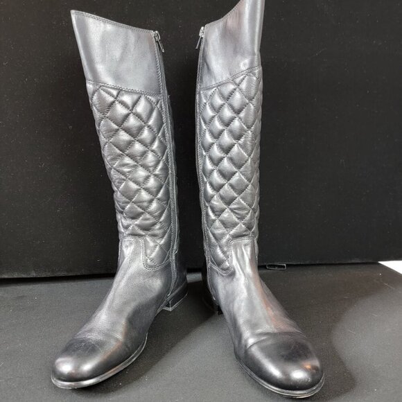 Corso Como Black Quilted Leather Knee-High Boots 8.5M - Picture 5 of 14